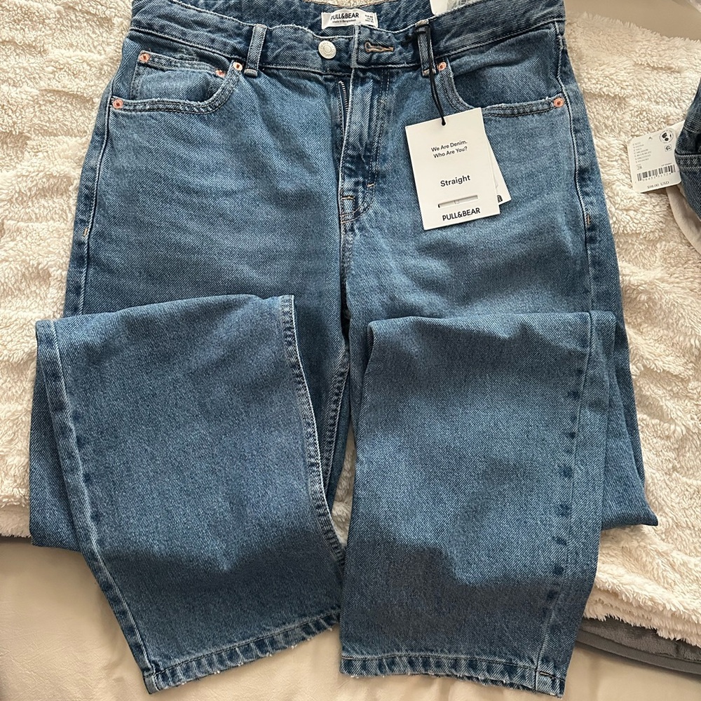 Pull&Bear Blue Straight Leg Jeans